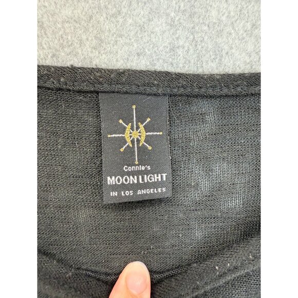 Connies Moon Light Los Angeles OS Black Long Sleeve High-Low Top Drape Pockets - Picture 3 of 12